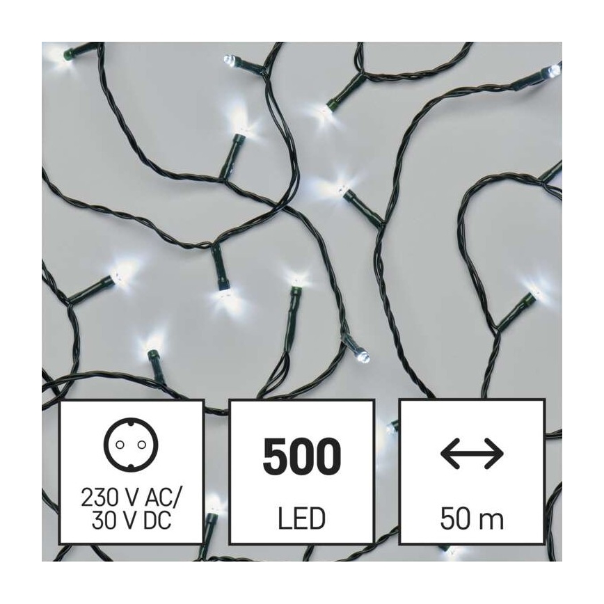 Cadena LED de Navidad para exteriores 500xLED/55m IP44 blanco frío