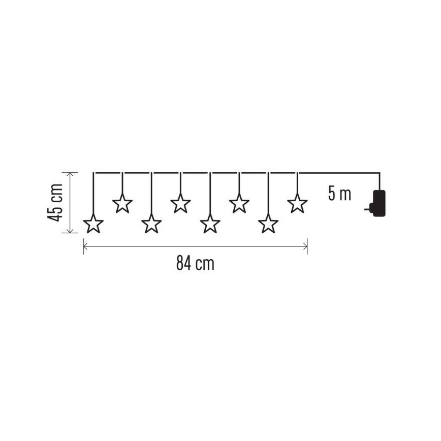 Cadena LED de Navidad para exteriores 8xLED/5,84m estrellas IP44