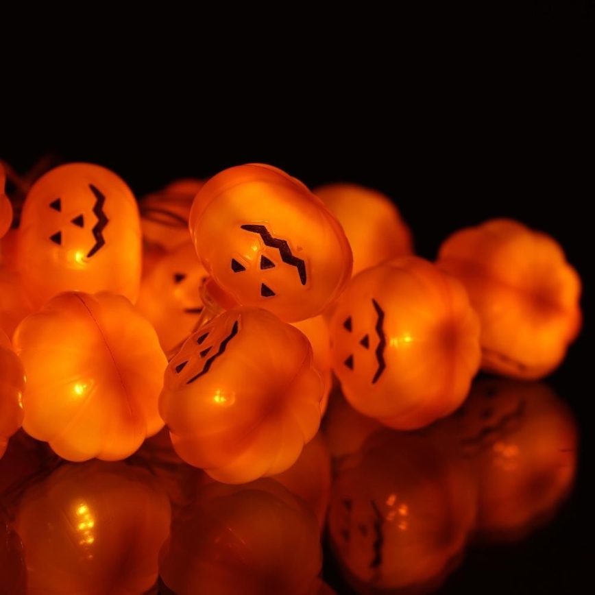 Cadena LED decorativa HALLOWEEN 20xLED/3xAA/blanco cálido 3,3m calabazas