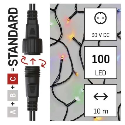 Cadena LED navideña exterior 100xLED/10m IP44 multicolor