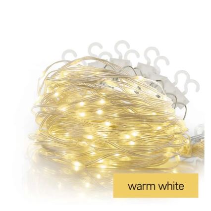 Cadena LED navideña exterior 100xLED/8 funciones 7,9x0,7m IP44 blanco cálido