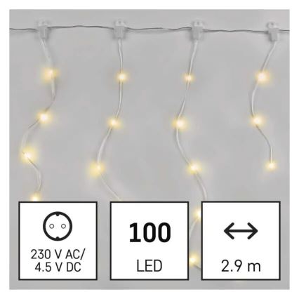 Cadena LED navideña exterior 100xLED/8 funciones 7,9x0,7m IP44 blanco cálido