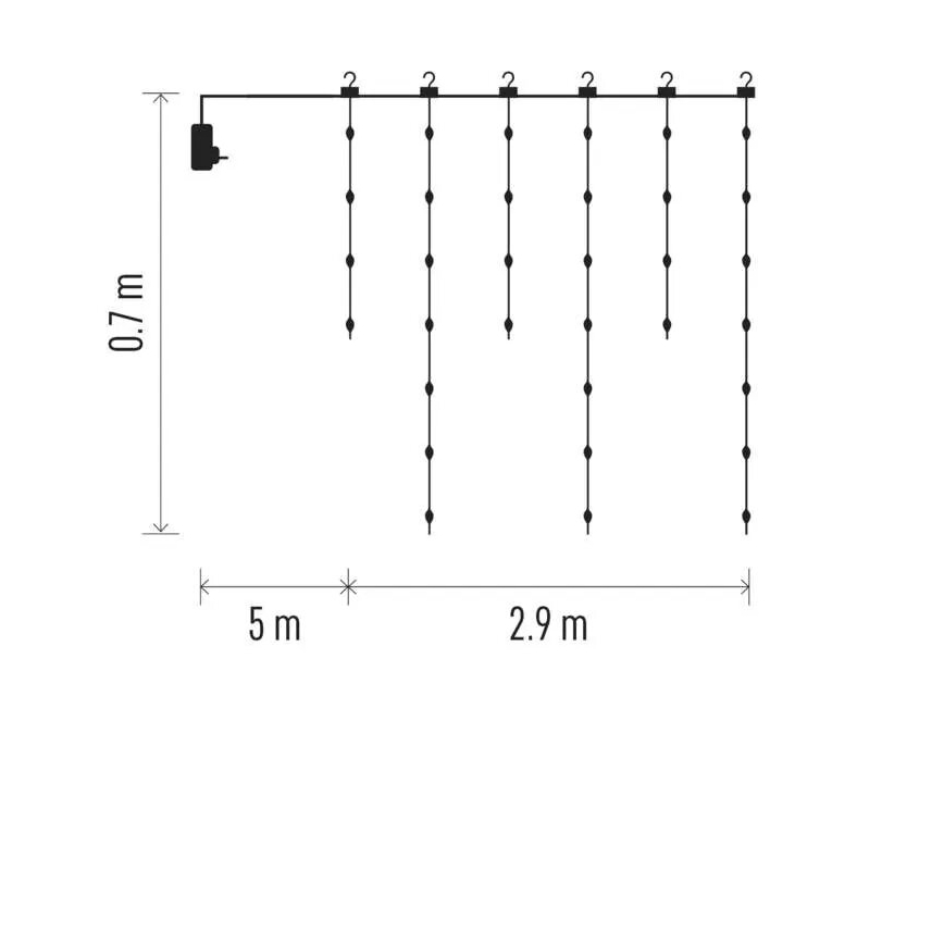 Cadena LED navideña exterior 100xLED/8 funciones 7,9x0,7m IP44 blanco cálido