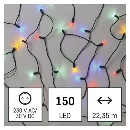 Cadena LED navideña exterior 150xLED/27,35m IP44 multicolor