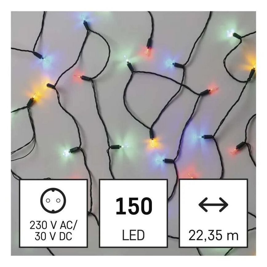 Cadena LED navideña exterior 150xLED/27,35m IP44 multicolor