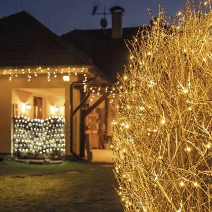 Cadena LED navideña exterior 160xLED/2x1,5m IP44 blanco cálido