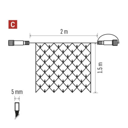 Cadena LED navideña exterior 160xLED/2x1,5m IP44 blanco frío