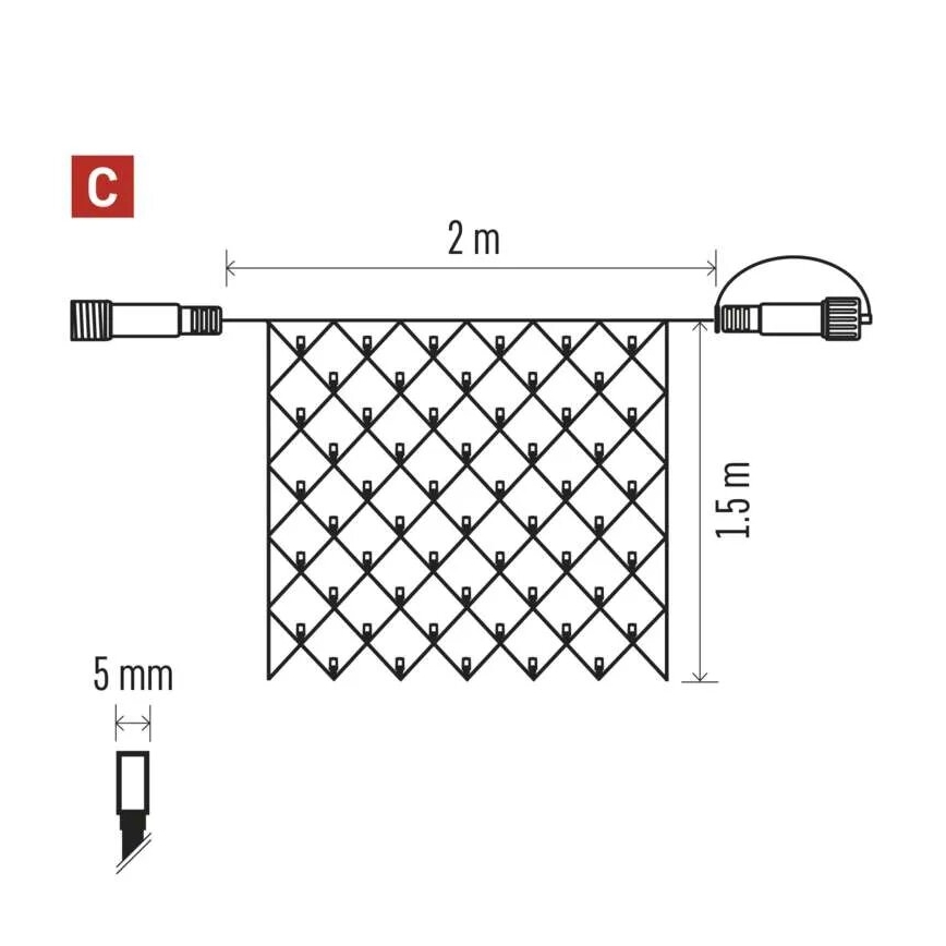 Cadena LED navideña exterior 160xLED/2x1,5m IP44 blanco frío