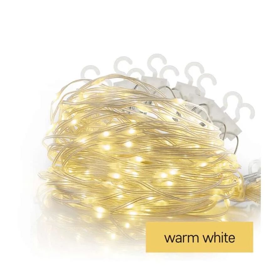 Cadena LED navideña exterior 54xLED/8 funciones 6,7x0,7m IP44 blanco cálido