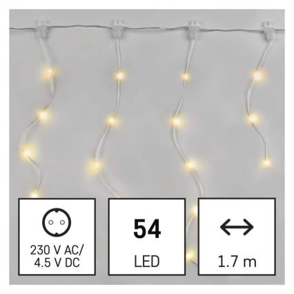 Cadena LED navideña exterior 54xLED/8 funciones 6,7x0,7m IP44 blanco cálido