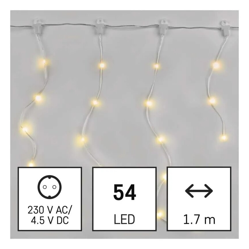 Cadena LED navideña exterior 54xLED/8 funciones 6,7x0,7m IP44 blanco cálido