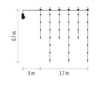 Cadena LED navideña exterior 54xLED/8 funciones 6,7x0,7m IP44 blanco cálido