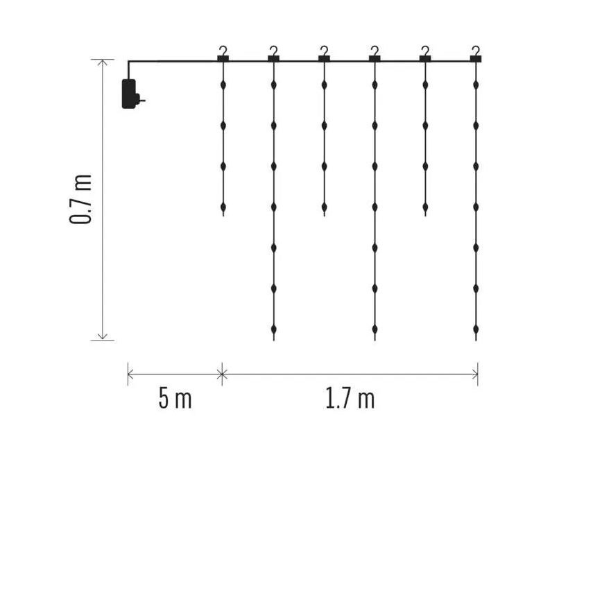 Cadena LED navideña exterior 54xLED/8 funciones 6,7x0,7m IP44 blanco cálido