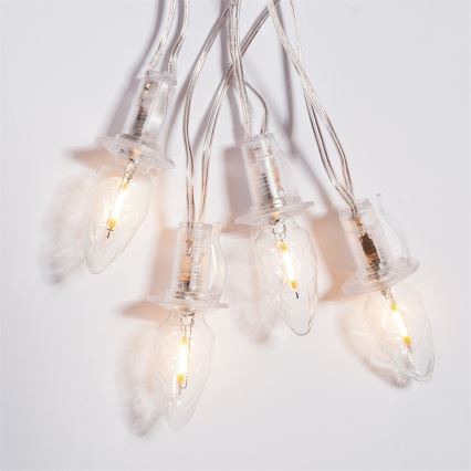 Cadena de Navidad LED exterior CONO FILAMENTO 20xE10 19m transparente/blanco cálido IP44, Fabricado en la UE