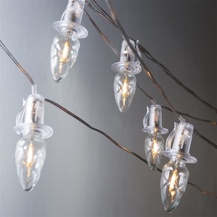 Cadena de Navidad LED exterior CONO FILAMENTO 20xE10 19m transparente/blanco cálido IP44, Fabricado en la UE