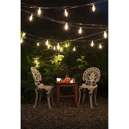 Cadena de Navidad LED exterior CONO FILAMENTO 20xE10 19m transparente/blanco cálido IP44, Fabricado en la UE