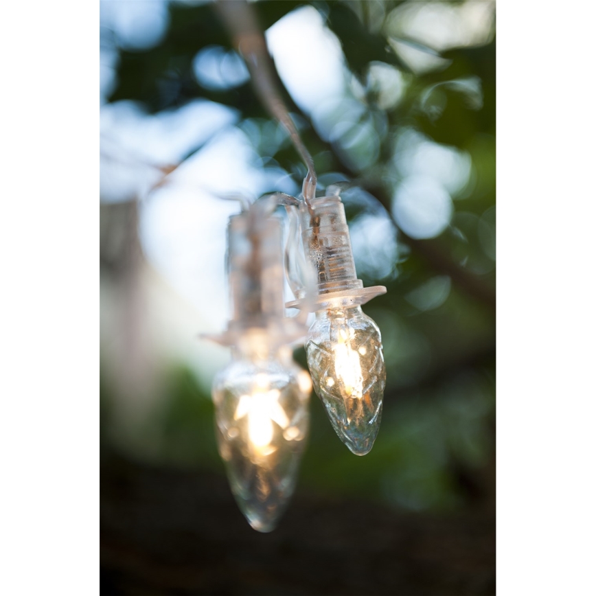 Cadena de Navidad LED exterior CONO FILAMENTO 20xE10 19m transparente/blanco cálido IP44, Fabricado en la UE
