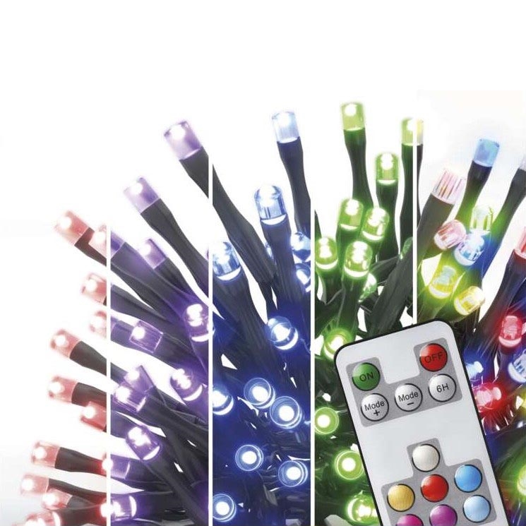 Cadena LED RGB de Navidad para exteriores 120xLED/72 modos 15m IP44 + mando a distancia