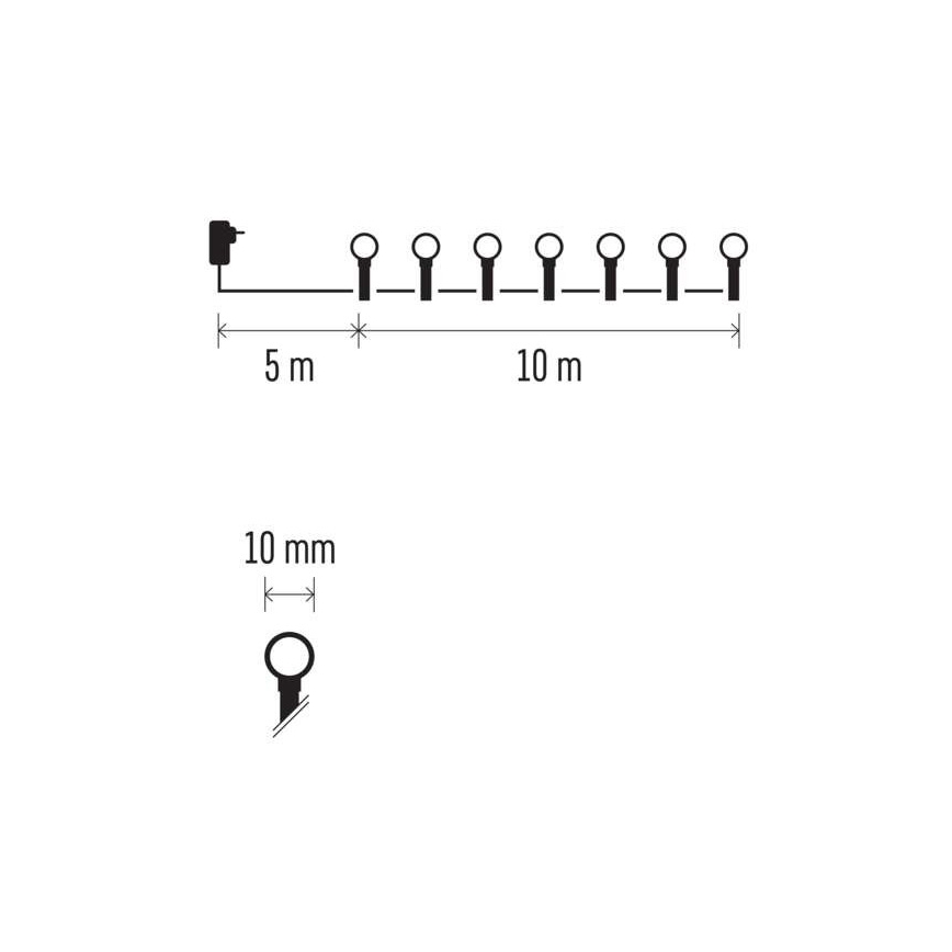 Cadena LED RGB de Navidad para exteriores 96xLED/64 modos 15m IP44 + mando a distancia