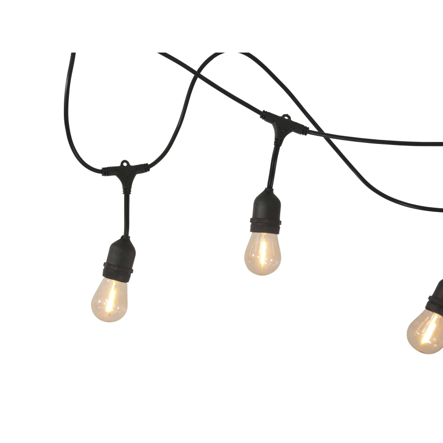 Cadena solar LED regulable para exterior PARTY 10xE27/3,7V 10 m IP44 + control remoto