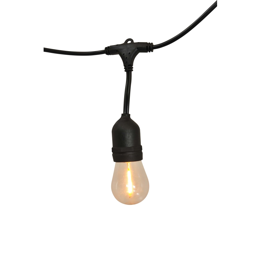 Cadena solar LED regulable para exterior PARTY 10xE27/3,7V 10 m IP44 + control remoto