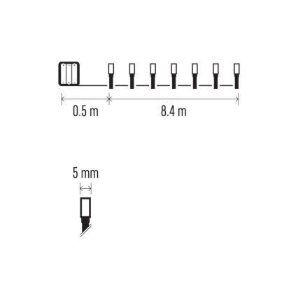 Cadena navideña LED para exterior 120xLED/3xAA 8,9m IP44 blanco cálido