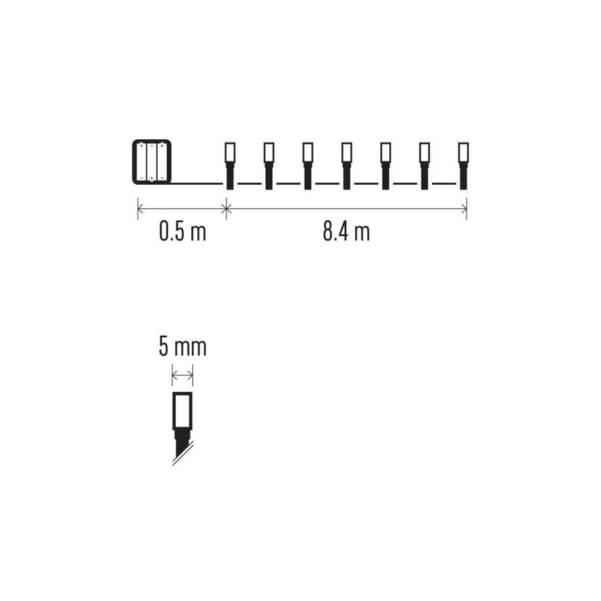 Cadena navideña LED para exterior 120xLED/3xAA 8,9m IP44 blanco cálido