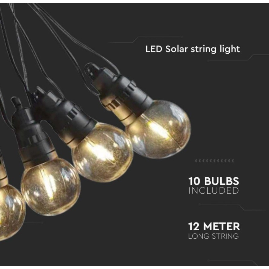 Cadena solar LED 10xLED/0,5/4,5V 12 m 3000K IP44 1200 mAh + control remoto