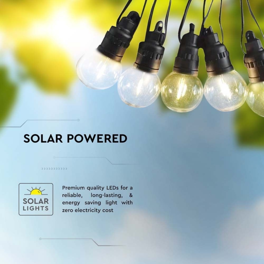 Cadena solar LED 10xLED/0,5/4,5V 12 m 3000K IP44 1200 mAh + control remoto
