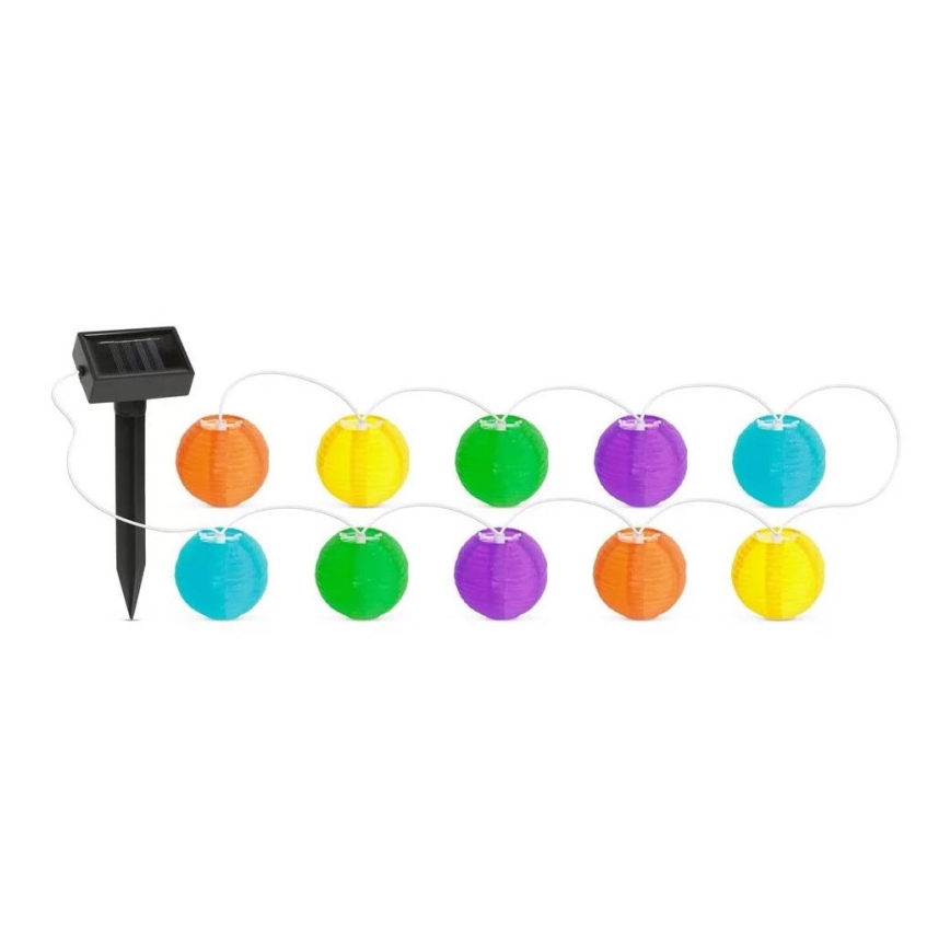 Cadena solar LED 10xLED/1,2V 3,7m 300mAh IP44 multicolor