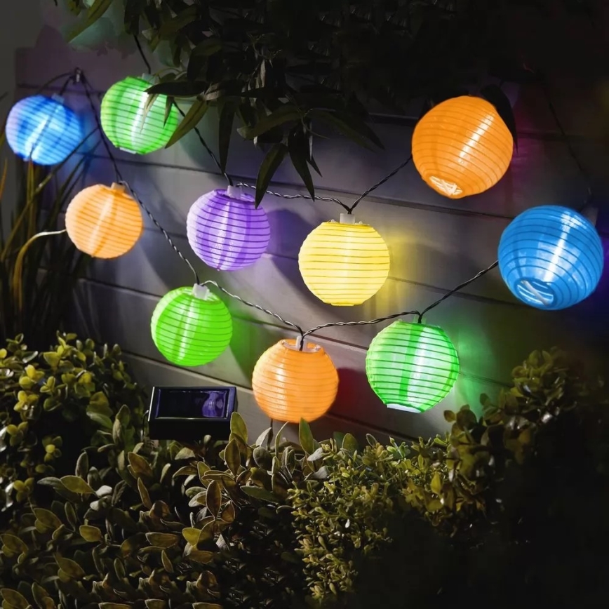 Cadena solar LED 10xLED/1,2V 3,7m 300mAh IP44 multicolor