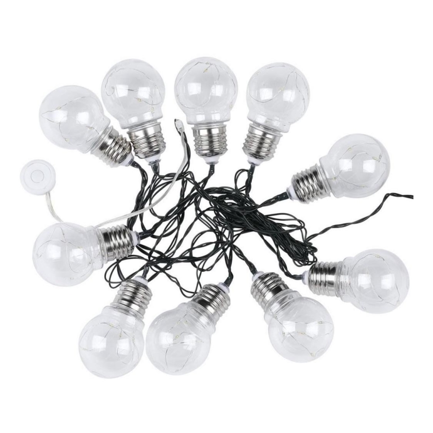 Cadena solar LED 10xLED/1W/1,2V 1xAA 2 m IP44 3000K 300 mAh