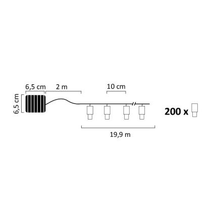 Cadena solar LED SHINE 200xLED/1,2V 600 mAh 21,9 m IP44