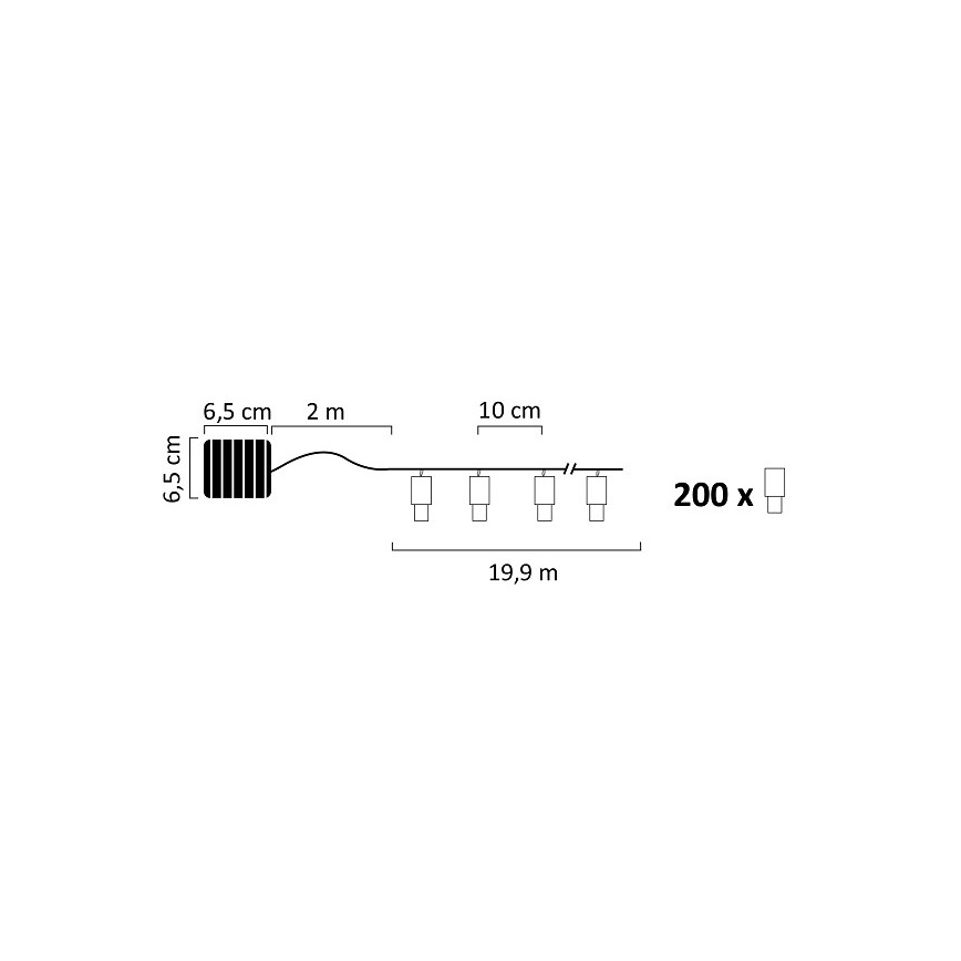 Cadena solar LED SHINE 200xLED/1,2V 600 mAh 21,9 m IP44