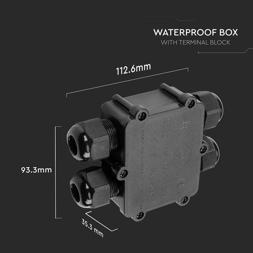 Caja de conexiones impermeable IP68 negro