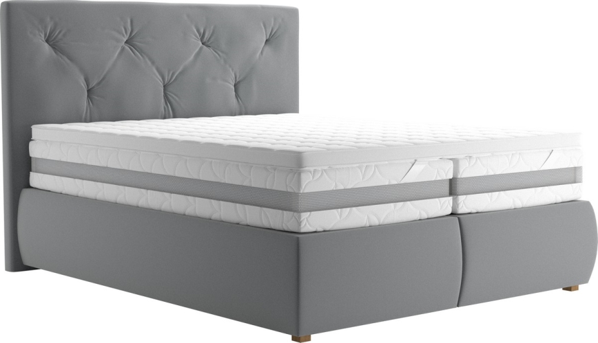 Cama con somier, colchón y topper ELEN 160x200 cm gris