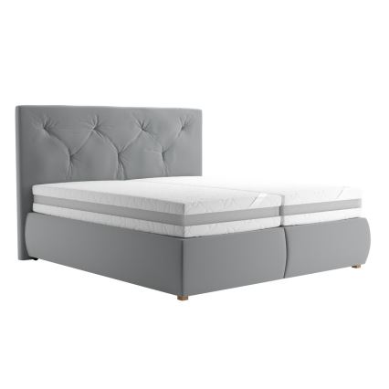 Cama con somier, colchón y topper ELEN 160x200 cm gris