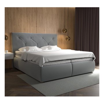 Cama con somier, colchón y topper ELEN 180x200 cm gris