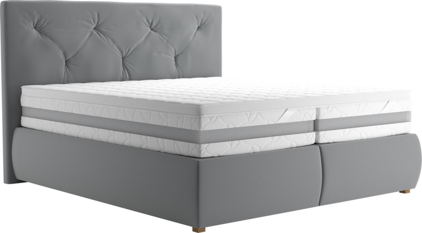 Cama con somier, colchón y topper ELEN 180x200 cm gris