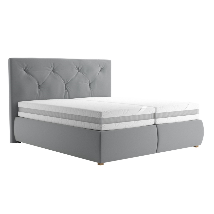 Cama con somier, colchón y topper ELEN 180x200 cm gris