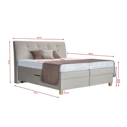 Cama con somier y colchón BEA 160x200 cm beige