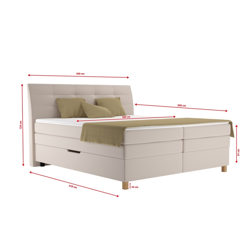 Cama con somier y colchón BEA 180x200 cm beige