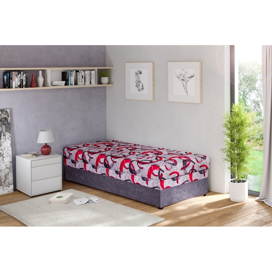 Cama de día tapizada con espacio de almacenamiento ESTEL 90x200 cm gris