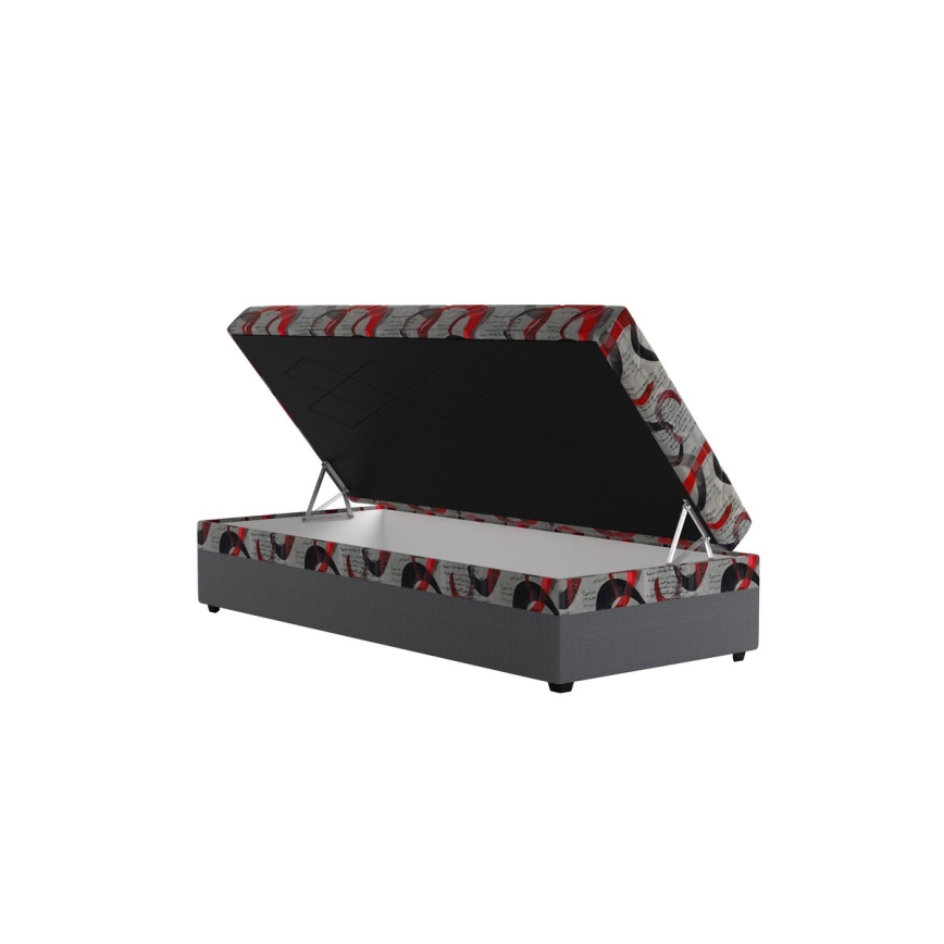Cama de día tapizada con espacio de almacenamiento ESTEL 90x200 cm gris