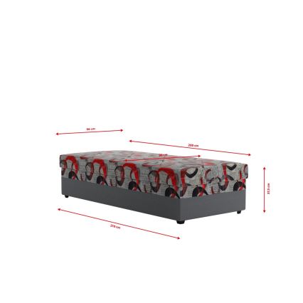 Cama de día tapizada con espacio de almacenamiento ESTEL 90x200 cm gris