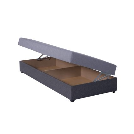 Cama de día tapizada con espacio de almacenamiento JACOB XL capacidad de carga 130 kg 90x200 cm gris