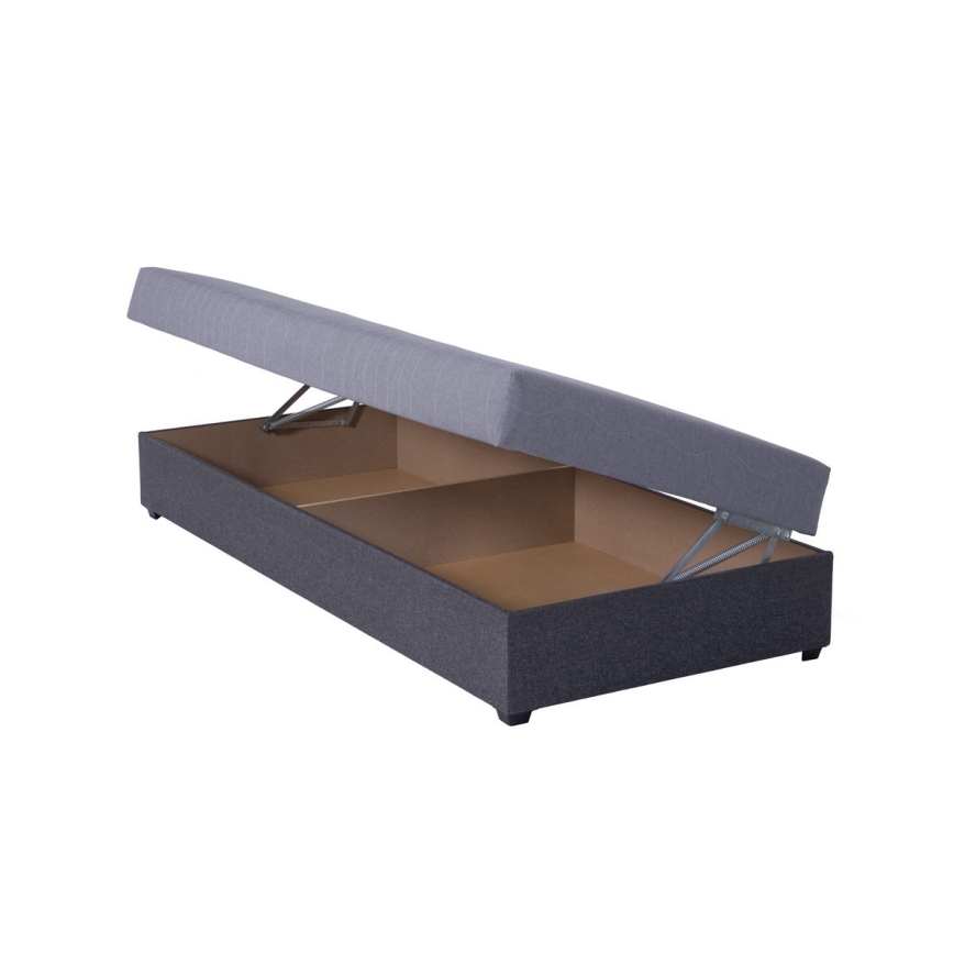Cama de día tapizada con espacio de almacenamiento JACOB XL capacidad de carga 130 kg 90x200 cm gris