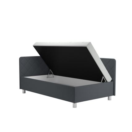 Cama de día tapizada con espacio de almacenamiento y colchón EMILE 110x200 cm gris