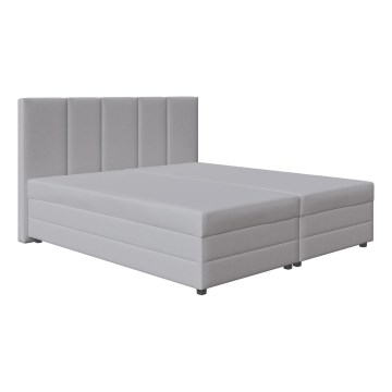 Cama tapizada con colchón de muelles y espacio de almacenamiento ISABEL 160x200 gris claro