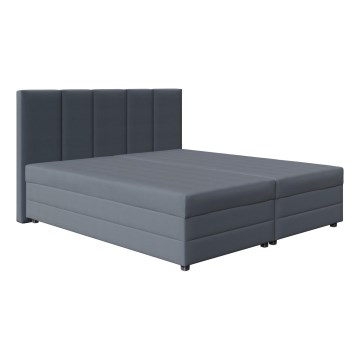 Cama tapizada con colchón de muelles y espacio de almacenamiento ISABEL 180x200 gris